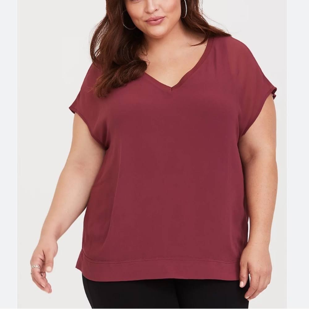 Torrid Burgundy Chiffon Dolman Top 3x